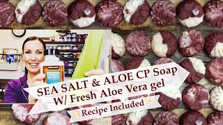 Making SEA SALT & ALOE Spa Bars w/ Fresh Aloe Vera gel + Recipe & How I Wrap Soap | Ellen Ruth Soap screenshot 5