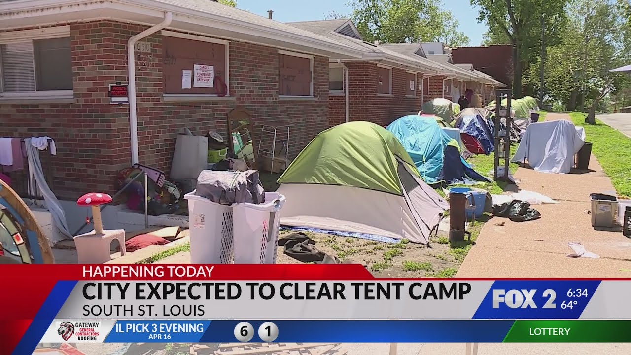 Growing encampment outside condemned St. Louis property raises
