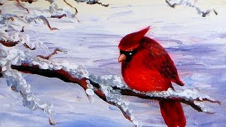 How to Paint a Cardinal Bird in Acrylics Easy Tutorial