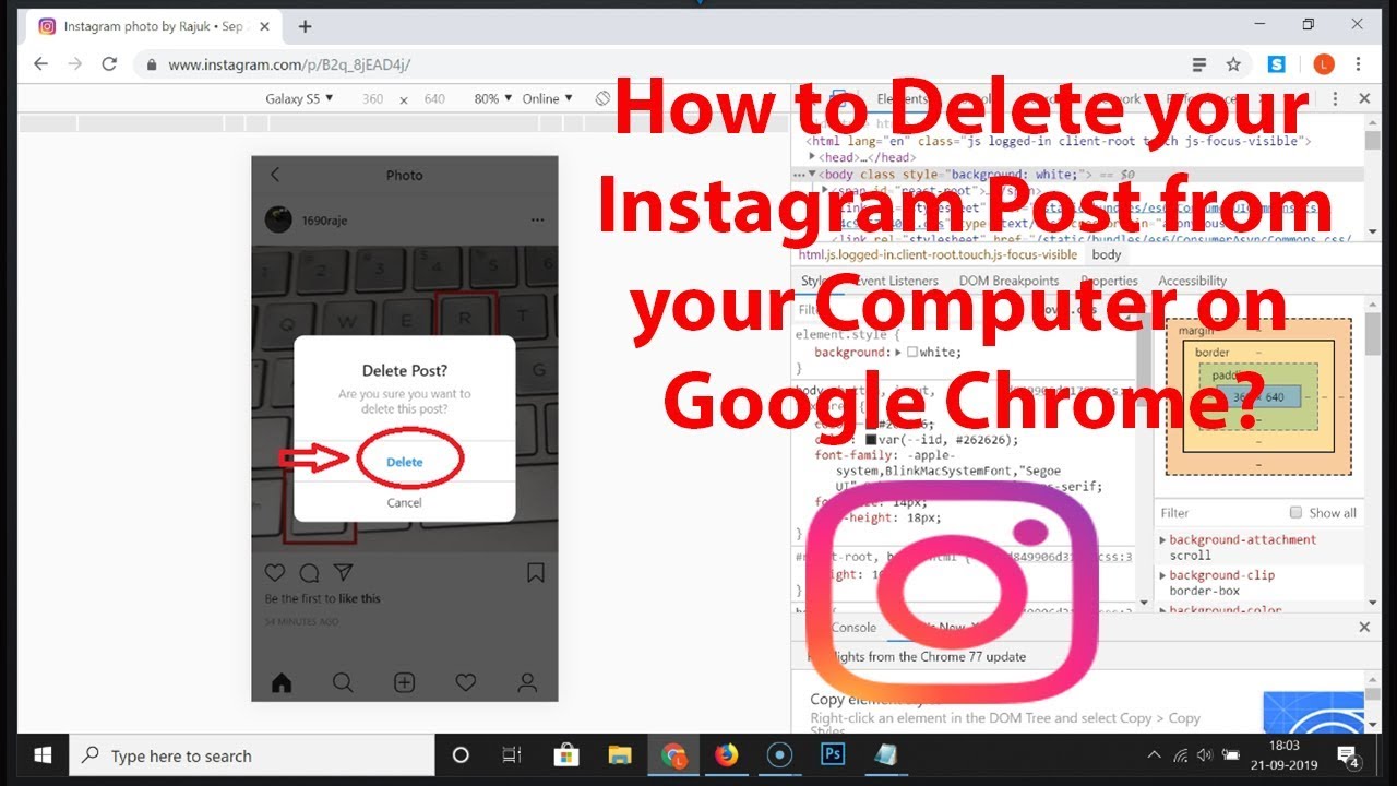 How to Delete your Instagram Post from your Computer on Google Chrome?