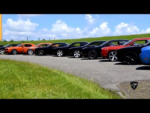 BIG Dodge Challenger (SRT-8) Meeting In Holland! LOUD Revs, BURNOUTS & More!