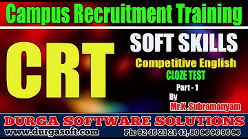 Campus Recruitment Training (CRT) || Soft Skills || CLOZE TEST Part -1 by Subramanyam