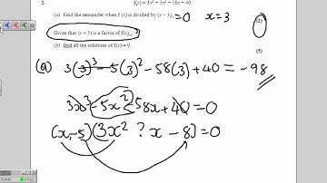 C2 June 2010 Q2 Remainder and Factor Theorem