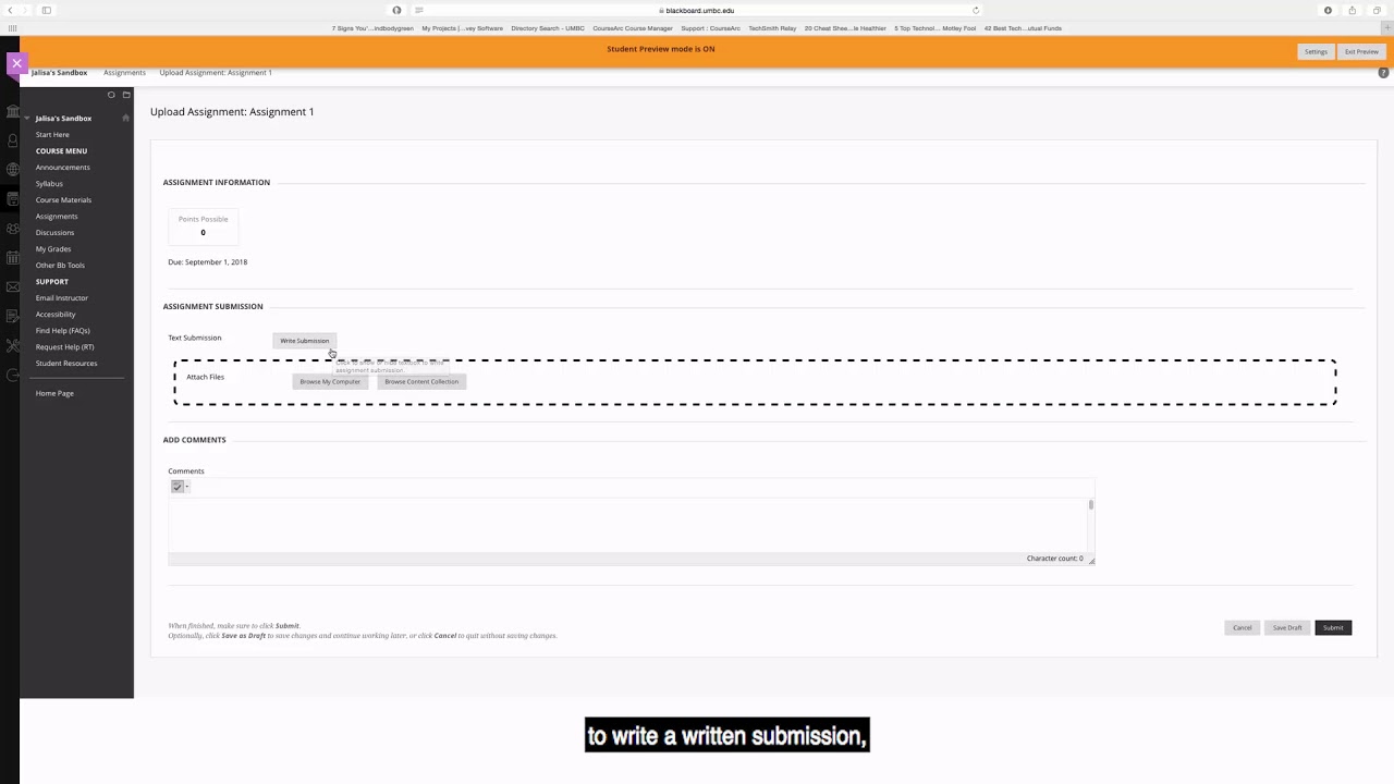 submitting assignment in blackboard