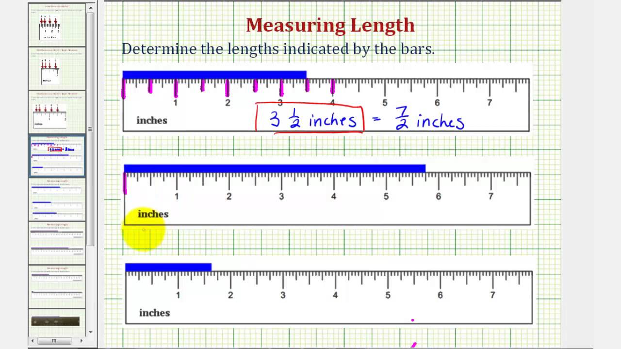 Ex: Measure Lengths in Inches - Mixed Numbers and Improper