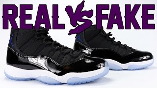 Real vs Fake Air Jordan 11 Space Jam 