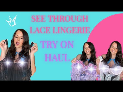 4K TRANSPARENT LACE LINGERIE TRY ON Haul with Mirror View! 