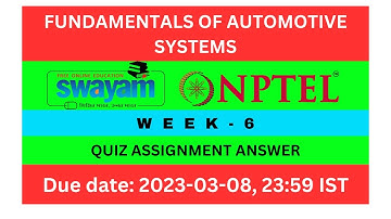 Fundamentals of automotive Systems || NPTEL || Week-6 Assignment Answer ||