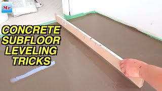 Concrete Floor Leveling Tricks with Baseboard Instead of Straight Edge