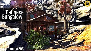 Fallout 76 Camp Build | Balinese Bungalow | Tropical // Tiki // Clean // Cozy // Fishing // Modern