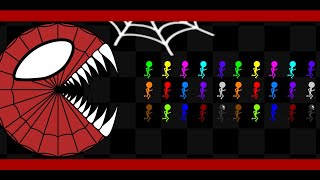 Survival Stickman Race - Escape from the Spider Pac-Man - Marble Race Algodoo