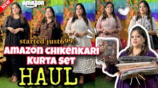 💕Chikenkari Kurta Set From Amazon haul || Summer special haul ✨just 599/- 💕#viral #fashion #review