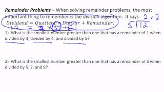 Remainder Problems