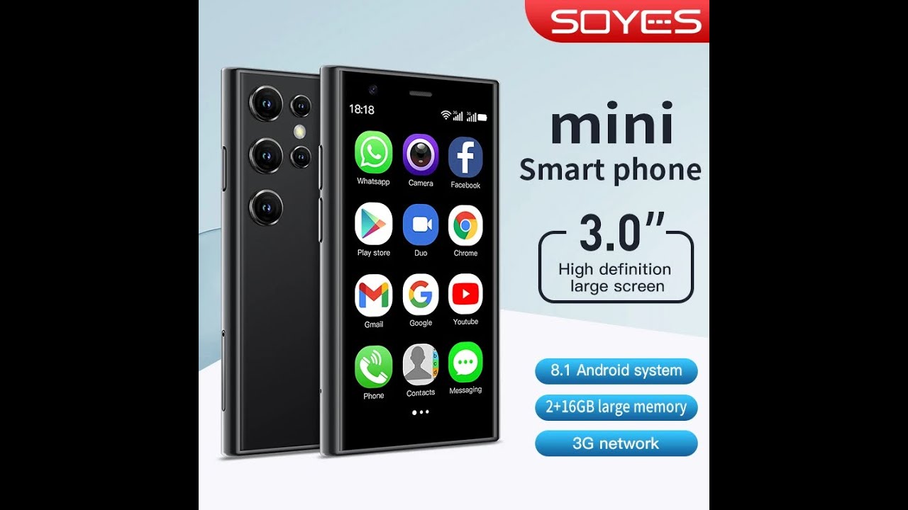 SOYES S23 Pro 3G Smartphone 3,0 Zoll, Entsperrtes Dual SIM Handy WiFi 2 GB 16 GB ROM, HD Kamera 3D Glas, Ultradünn, Kleines Telefon für Android 8.1