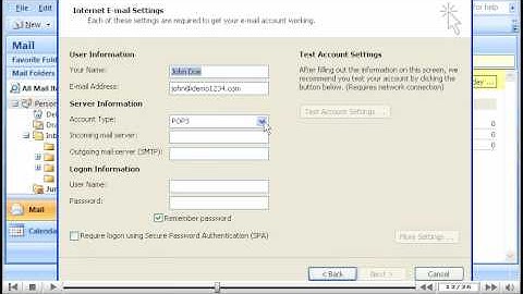How to create an email account in Outlook 2007