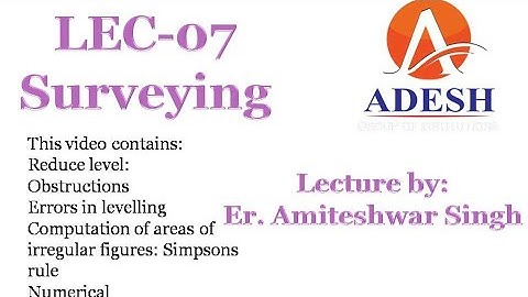 LEC-07| SURVEYING| REDUCED LEVEL| ERRORS AND CORRECTION IN LEVELING| AMITESHWAR SINGH
