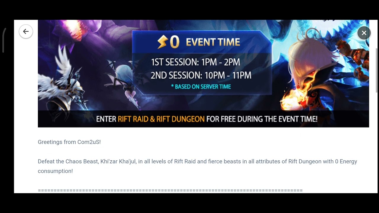 🐉[Event] [Rift of Worlds] Free Entrance Event!🐉 - Summoners War