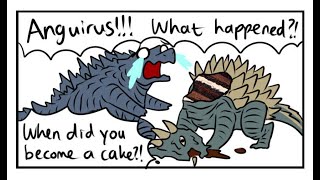 Godzilla KOTM Godzilla Meets Anguirus the Cake?! (Godzilla Comic Dub)