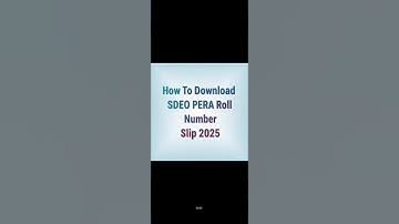 How To Download SDEO PERA Roll Number Slip 2025| SDEO PERA Roll Number Slip Kaise Nikalen| PERA Slip