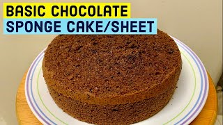 Basic choclote sponge cake/sheet -