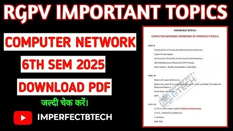 Computer Network important Questions for rgpv 6th sem exam #cn #rgpv #paper #imperfectbtech