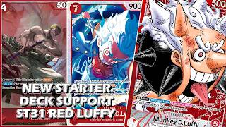 RED LUFFY | NEW ST31 STARTER DECK SUPPORT IS AWESOME | BUILD & GAMEPLAY | OP16 | ONE PIECE CARD GAME