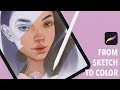 How to color your sketch in Procreate tutorial by Haze Long