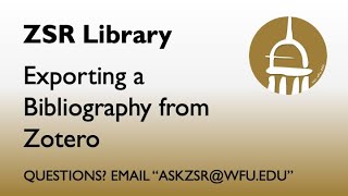 Exporting a Bibliography from Zotero