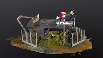 Gas station 3D model turnable