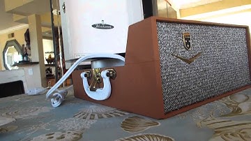 Fleetwood record player playing a 33.3 RPM LP record.