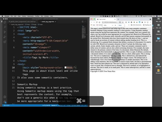 Outline Video GDS 45 Semantic Markup with Block and Inline Tags