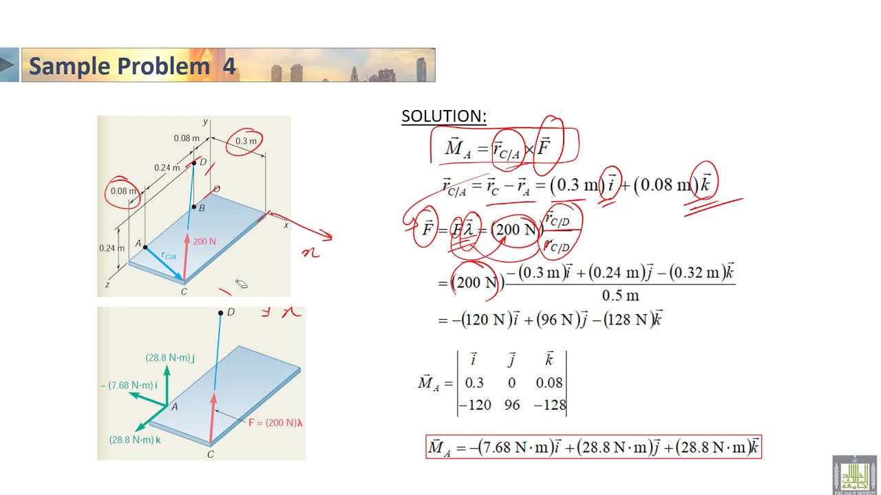 Download STATICS | 3-12 | Sample problem about equivalent system of forces 4 - YouTube