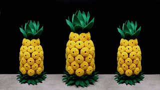 Make Beautiful Pineapple using Plastic Bottle and Bottle Caps ! | Celengan Nanas Botol Plastik !