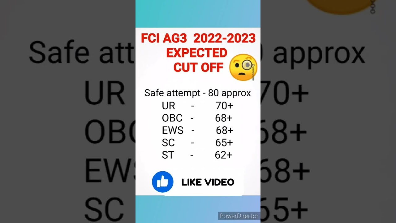 FCI assistant grade 3 expected cut off 2022 || safe attempt
