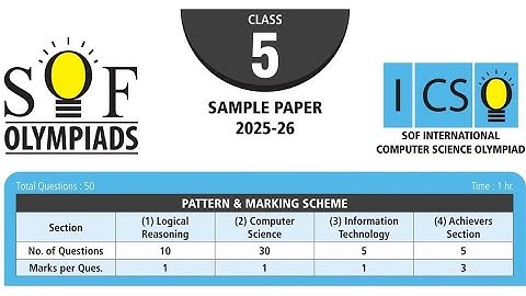 ICSO Computer Science Olympiad Class 5 Sample Paper 2025-26