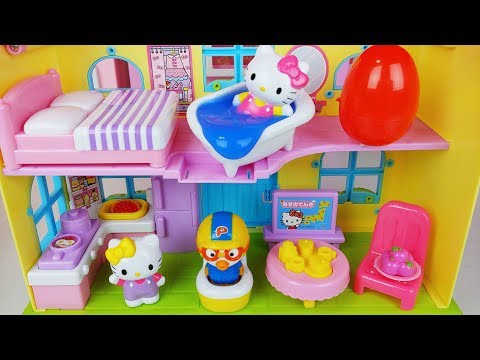 Hello Kitty house and Baby Doll Kitchen toys pororo play - 토이몽