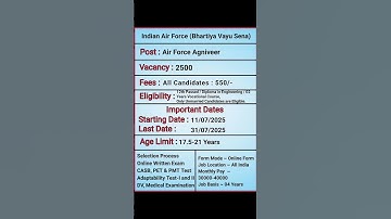 Indian Air Force Agniveer Vacancy Online Form 2025 | Indian Air Force Agniveer Book 2025 | Agniveer