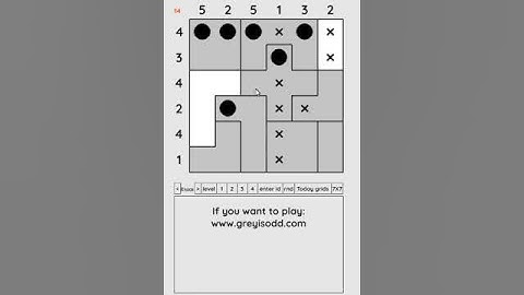 Grey is Odd - Today grids. Solution level 3 6X6 dated 04-18-2024 #logicpuzzles #logicgames  #games
