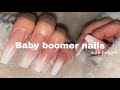 (ENG) 아크릴연장! 냄새때문에 싫다면 폴리젤은 어때요?? Baby boomer nails💕 (with polygel) 셀프젤연장