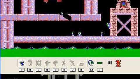 Lemmings Fun Level 4: Now use miners and climbers