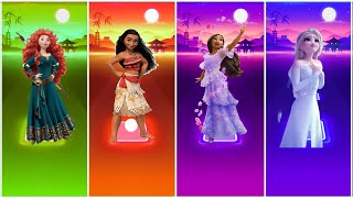 !! Brave Merida 🆚 Moana Princess 🆚 Isabella Princess 🆚 Elsa Frozen !! Tiles Hop EDM Rush !!