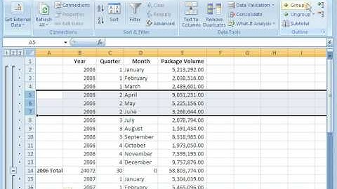 Excel 2007 - Adding subtotals