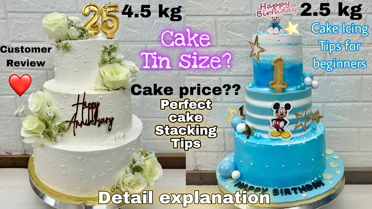 3 tier cake , perfect way of stacking , how to choose cake tin size, all basic details❤️✨