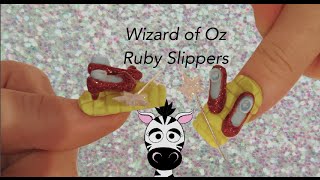 3D Wizard of Oz Ruby Slippers Acrylic Nail Art Design Tutorial (REQUEST)