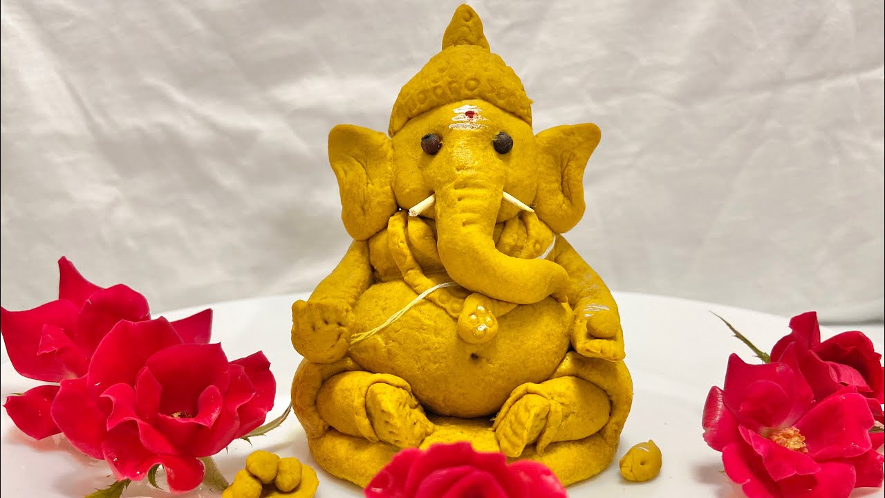 How to make Ganesha idol How to make Turmeric Ganesha Ganapathi
