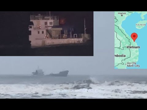 General cargo ship grounded to avoid sinking, Vietnam