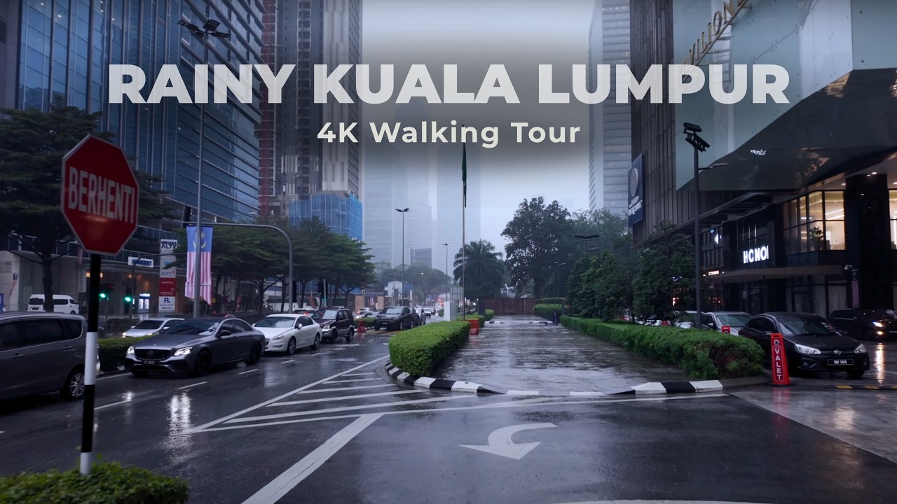 ⚡ Rain & Thunder in Kuala Lumpur | Soothing City Walk with Storm Sounds | 4K UHD