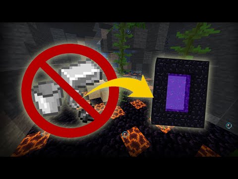 Building a Nether Portal with NO IRON - Magma Ravine Ironless Portal Tutorial