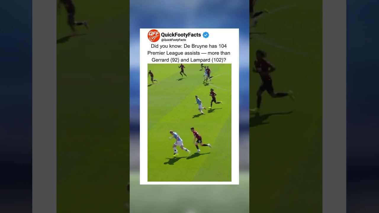 Did you know: De Bruyne has 104 Premier League assists—more than Gerrard(92) and Lampard(102)