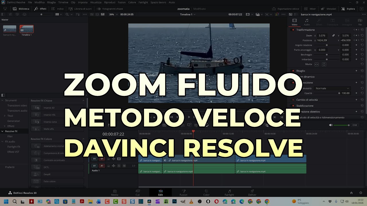 Come fare Zoom In e Out nei video su DaVinci Resolve con i Fotogrammi Chiave